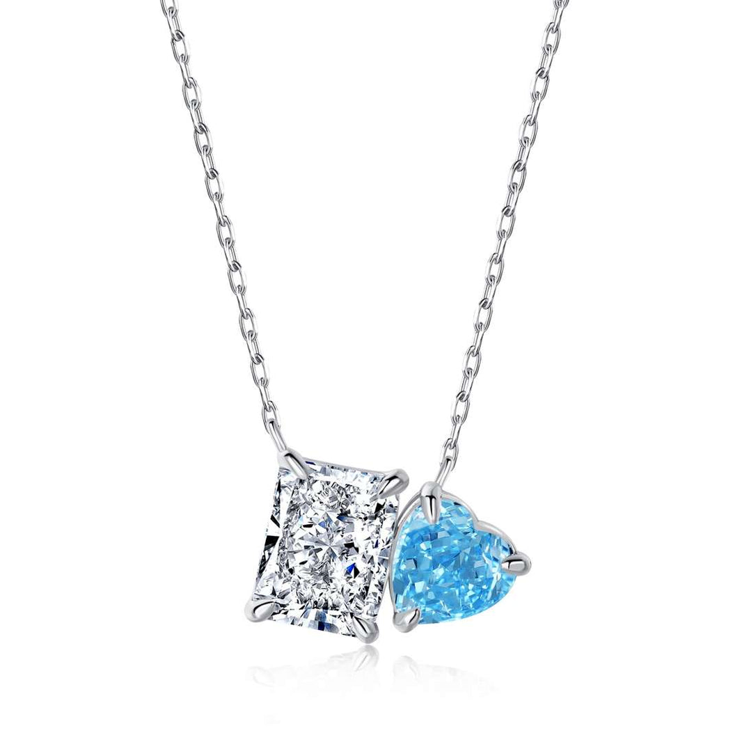 [Amore Jewels]Dazzling Square & Heart Shape Necklace