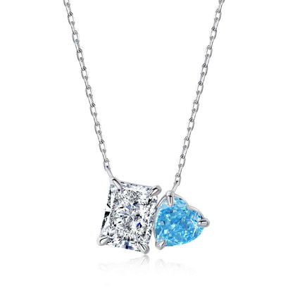 [Amore Jewels]Dazzling Square & Heart Shape Necklace