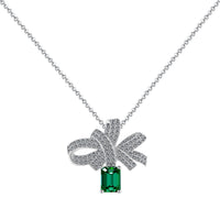 [Amore Jewels]Luxurious Flower Shape Emerald Cut Necklace
