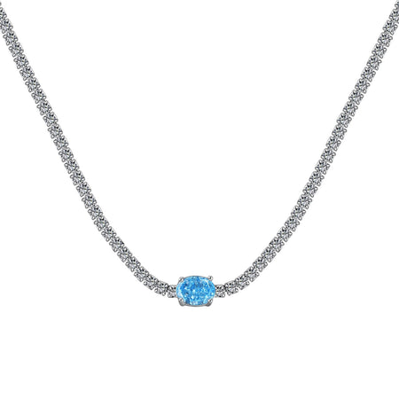 [Amore Jewels]1.0 Carat Shining Oval Cut Necklace
