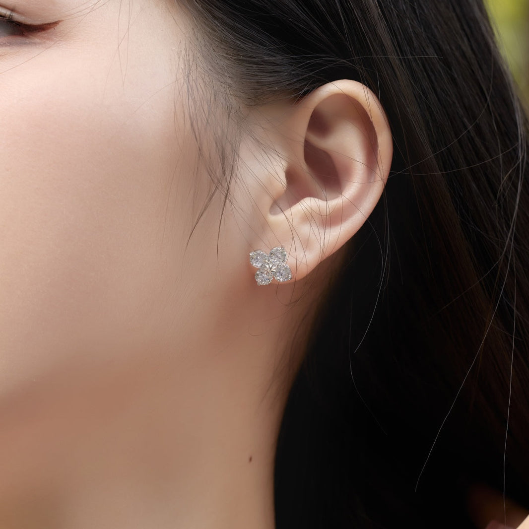 [Amore Jewels]Four-Leaf Clover Eight-Pointed Star Earrings