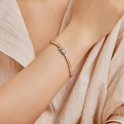 [Amore Jewels]Radiant Colorful Round Cut Tennis Bracelet