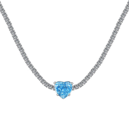 [Amore Jewels]2.0 Carat Sparkling Tennis Heart Cut Necklace
