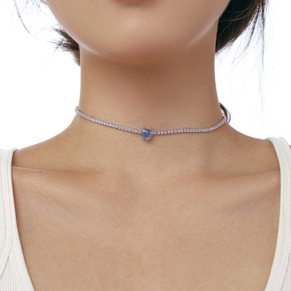 [Amore Jewels]2.0 Carat Sparkling Tennis Heart Cut Necklace