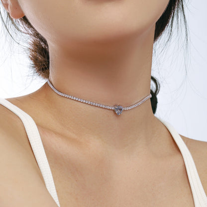 [Amore Jewels]2.0 Carat Sparkling Tennis Heart Cut Necklace
