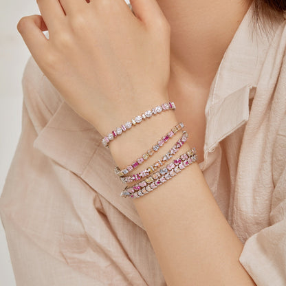 [Amore Jewels]Delicate Colorful Emerald Cut Daily Bracelet