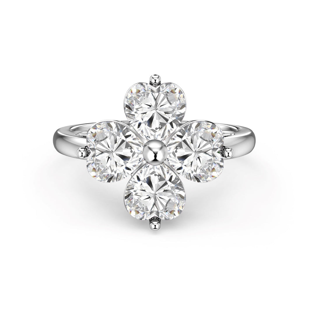 [Amore Jewels]Heart-shaped Four-Leaf Clover Ball Ring
