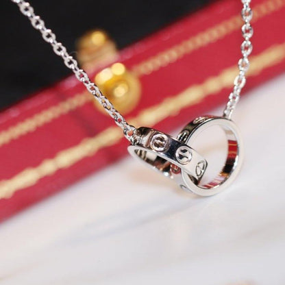 [Amore Jewels]LOVE NECKLACE PINK GOLD AND SILVER