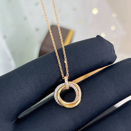 [Amore Jewels]TRINITY NECKLACE SILVER GOLD PINK GOLD DIAMONDS