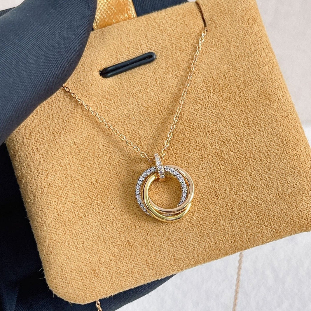 [Amore Jewels]TRINITY NECKLACE SILVER GOLD PINK GOLD DIAMONDS