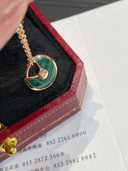 [Amore Jewels]AMULETTE ROSE GOLD MALACHITE NECKLACE