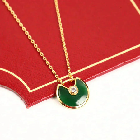 [Amore Jewels]AMULETTE GOLD MALACHITE NECKLACE