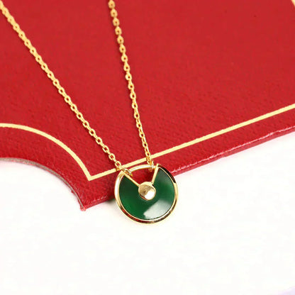 [Amore Jewels]AMULETTE GOLD MALACHITE NECKLACE