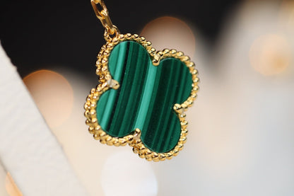 [Amore Jewels]CLOVER EARRINGS GOLD MALACHITE DIAMOND 3 MOTIF