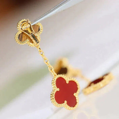[Amore Jewels]CLOVER  2 MOTIF  TIGER EYE CARNELIAN EARRINGS