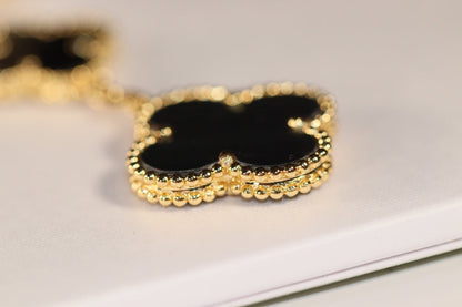 [Amore Jewels]CLOVER EARRINGS GOLD ONYX MOP 3 MOTIF