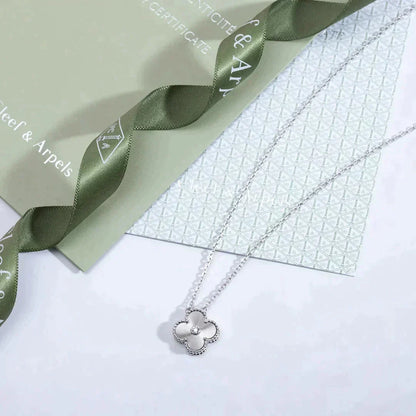 [Amore Jewels]CLOVER  15MM DIAMOND LASER NECKLACE SILVER
