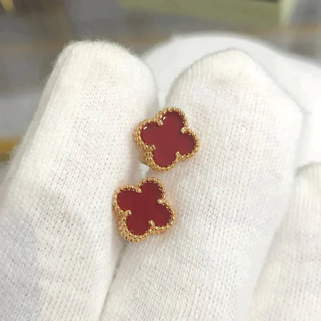 [Amore Jewels]CLOVER MINI 9.5MM CARNELIAN EARRINGS
