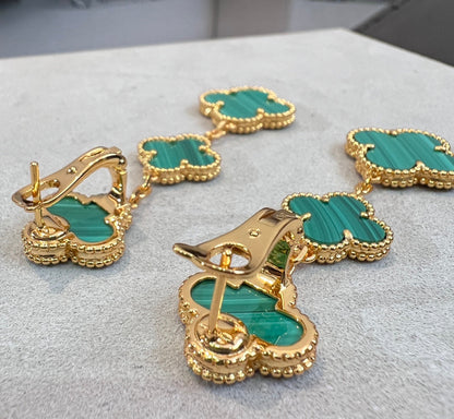 [Amore Jewels]CLOVER MALACHITE 3 MOTIFS GOLD