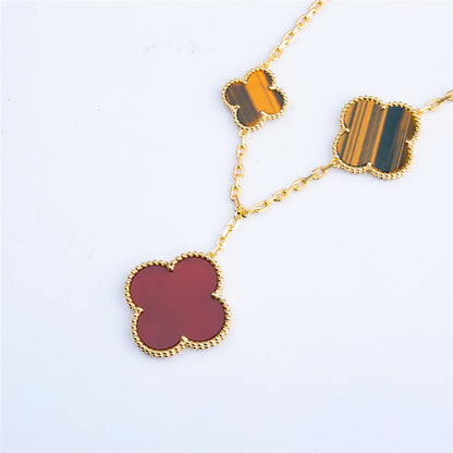 [Amore Jewels]CLOVER BRACELET 5 MOTIFS CARNELIAN TIGER EYE