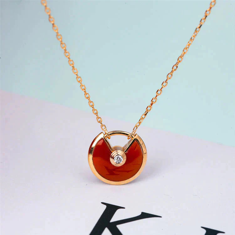 [Amore Jewels]AMULETTE GOLD CARNELIAN ONYX NECKLACE