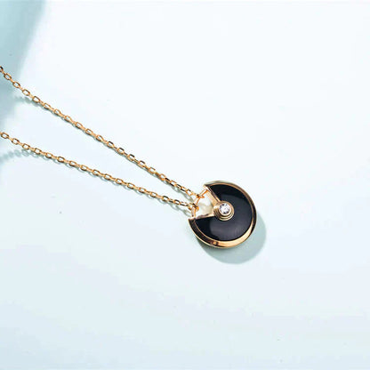 [Amore Jewels]AMULETTE GOLD CARNELIAN ONYX NECKLACE
