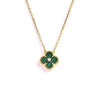 [Amore Jewels]CLOVER 15MM DIAMOND TURQUOISE NECKLACE