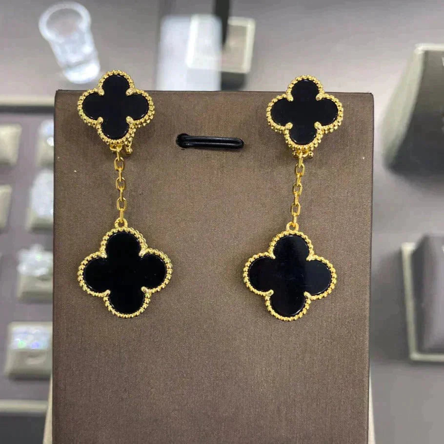 [Amore Jewels]CLOVER 2 MOTIFS  EARRINGS (MULTIPLE CHOICESC
