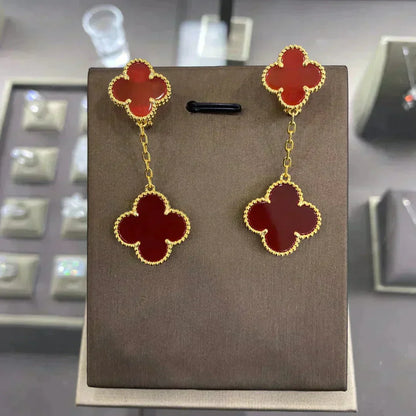 [Amore Jewels]CLOVER 2 MOTIFS  EARRINGS (MULTIPLE CHOICESC