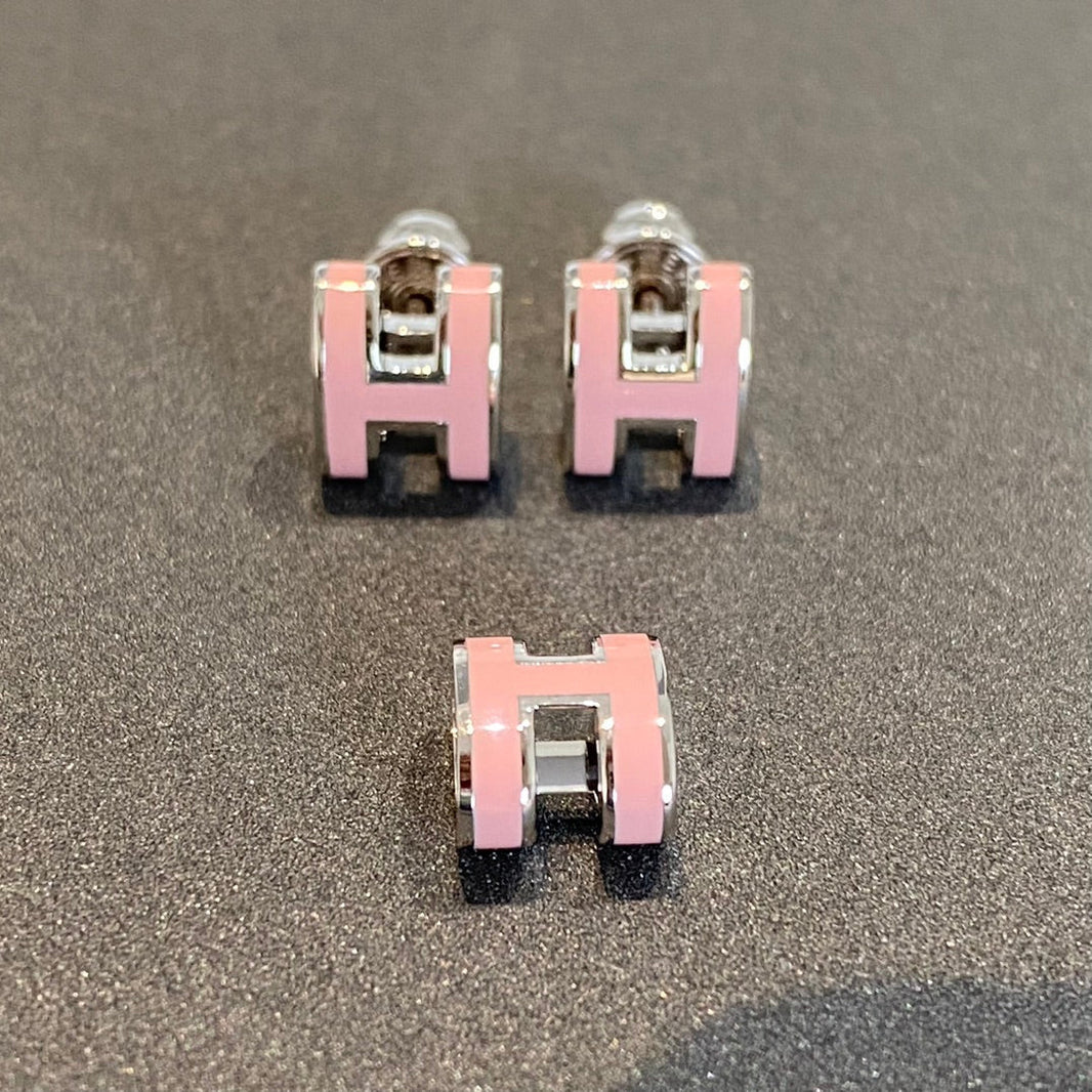 [Amore Jewels]MINI POP H SILVER EARRINGS PINK