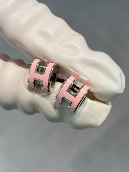 [Amore Jewels]MINI POP H SILVER EARRINGS PINK