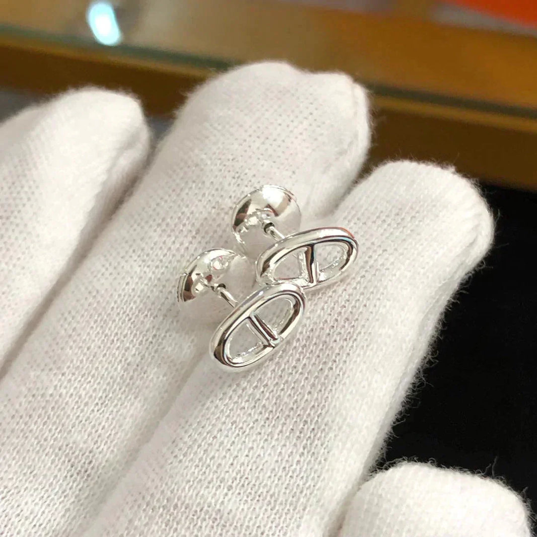 [Amore Jewels]CHAINE SMALL EARRINGS GOLD AND SILVER