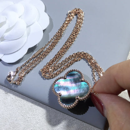 [Amore Jewels]CLOVER 25MM GOLD DARK MOP BIG CLOVER NECKLACE