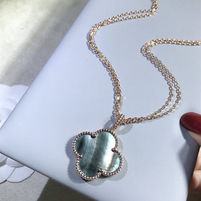 [Amore Jewels]CLOVER 25MM GOLD DARK MOP BIG CLOVER NECKLACE