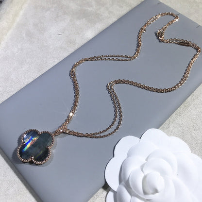 [Amore Jewels]CLOVER 25MM GOLD DARK MOP BIG CLOVER NECKLACE