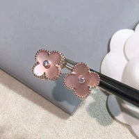 [Amore Jewels]CLOVER MEDIUM 1 MOTIFS  PINK MOP DIAMOND EARRINGS