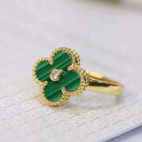 [Amore Jewels]CLOVER MALACHITE RING GOLD DIAMOND