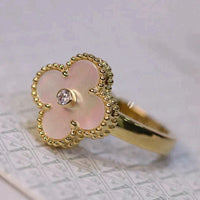 [Amore Jewels]CLOVER PINK MOP RING GOLD DIAMOND