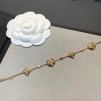 [Amore Jewels]STAR AND SUN 4 MOTIFS GOLD DIAMONDS BRACELET