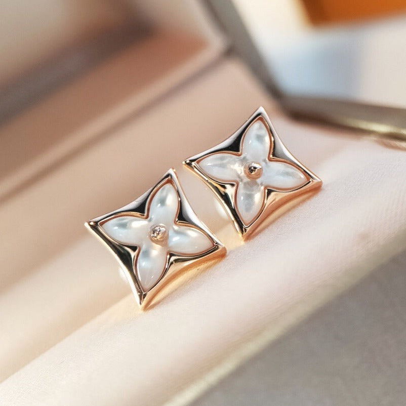 [Amore Jewels]STAR MOP PINK GOLD EARRINGS