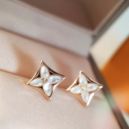 [Amore Jewels]STAR MOP PINK GOLD EARRINGS