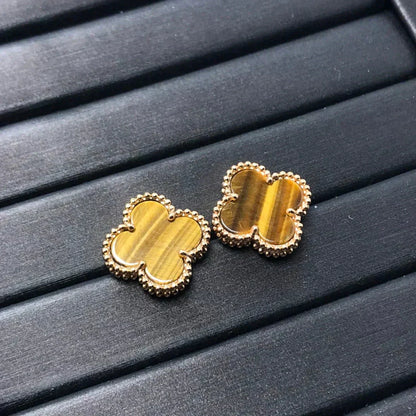[Amore Jewels]CLOVER MEDIUM 1 MOTIFS TIGER EYE EARRINGS