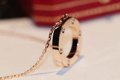 [Amore Jewels]LOVE NECKLACE 16MM 6 DIAMONDS PINK GOLD