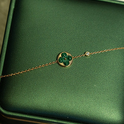 [Amore Jewels]SUN MALACHITE 1 DIAMOND PINK GOLD BRACELET