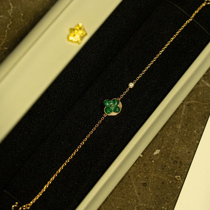 [Amore Jewels]SUN MALACHITE 1 DIAMOND PINK GOLD BRACELET