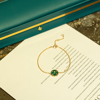 [Amore Jewels]SUN MALACHITE 1 DIAMOND PINK GOLD BRACELET