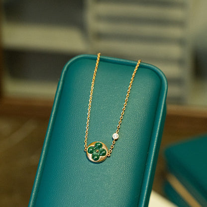 [Amore Jewels]SUN MALACHITE 1 DIAMOND PINK GOLD BRACELET