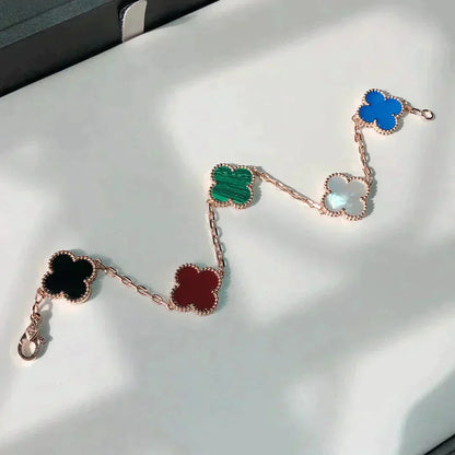 [Amore Jewels]CLOVER 5 MOTIFS MULTICOLOR BRACELET