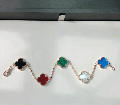 [Amore Jewels]CLOVER 5 MOTIFS MULTICOLOR BRACELET