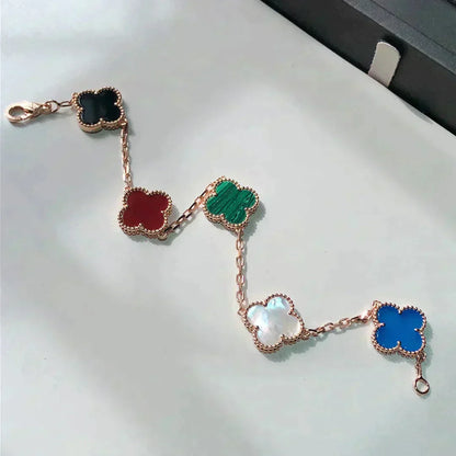 [Amore Jewels]CLOVER 5 MOTIFS MULTICOLOR BRACELET